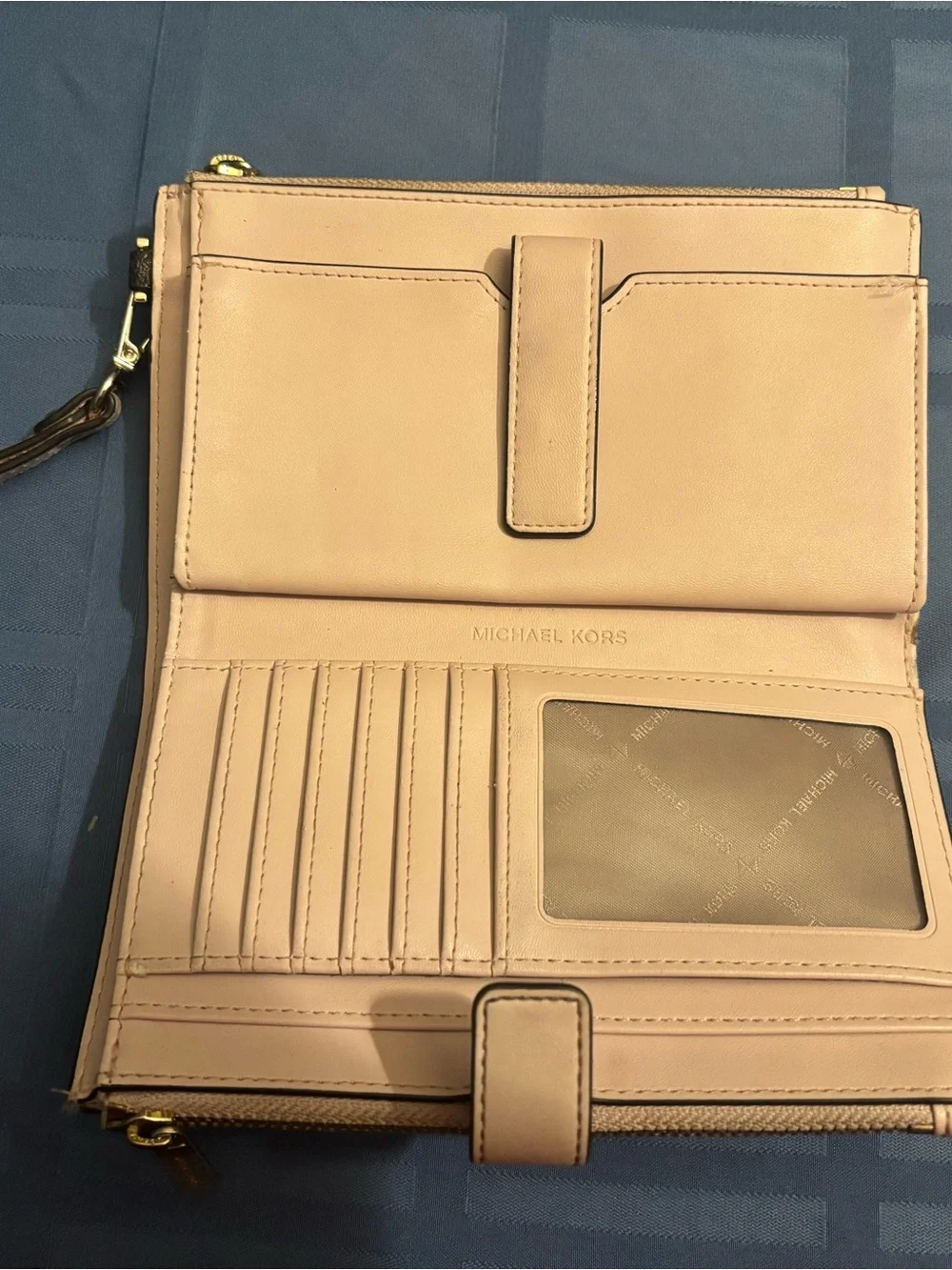 Michael Kors Signature Logo Wristlet with Gold Hardware
